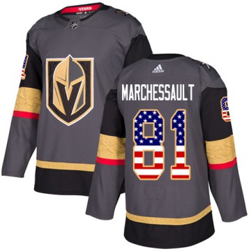 Authentic Adidas Youth Jonathan Marchessault Vegas Golden Knights USA Flag Fashion Jersey - Gray