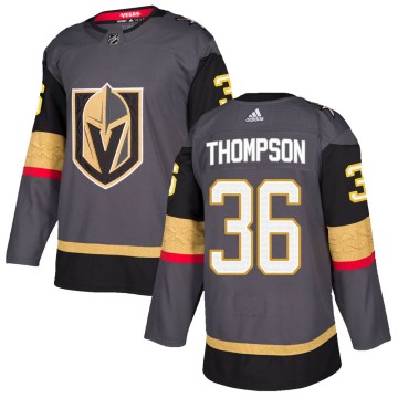 Authentic Adidas Youth Logan Thompson Vegas Golden Knights Home Jersey - Gray