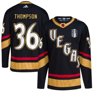 Authentic Adidas Youth Logan Thompson Vegas Golden Knights Reverse Retro 2.0 2023 Stanley Cup Final Jersey - Black