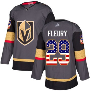Authentic Adidas Youth Marc-Andre Fleury Vegas Golden Knights USA Flag Fashion Jersey - Gray