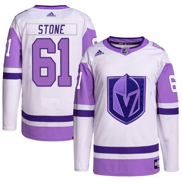 Authentic Adidas Youth Mark Stone Vegas Golden Knights Hockey Fights Cancer Primegreen Jersey - White/Purple