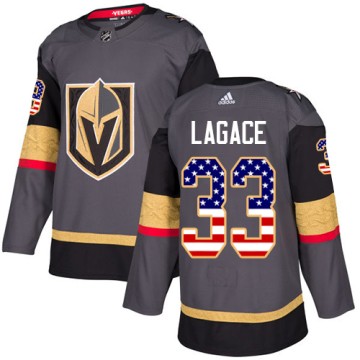 Authentic Adidas Youth Maxime Lagace Vegas Golden Knights USA Flag Fashion Jersey - Gray