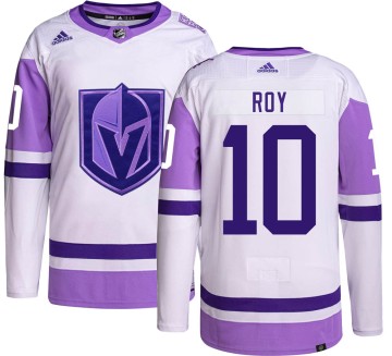 Authentic Adidas Youth Nicolas Roy Vegas Golden Knights Hockey Fights Cancer Jersey -