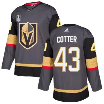 Authentic Adidas Youth Paul Cotter Vegas Golden Knights Home 2023 Stanley Cup Final Jersey - Gray