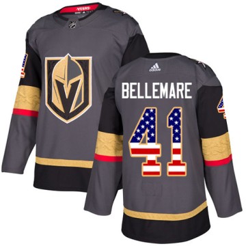 Authentic Adidas Youth Pierre-Edouard Bellemare Vegas Golden Knights USA Flag Fashion Jersey - Gray