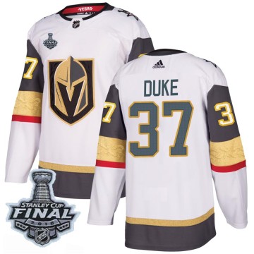 Authentic Adidas Youth Reid Duke Vegas Golden Knights Away 2018 Stanley Cup Final Patch Jersey - White