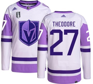 Authentic Adidas Youth Shea Theodore Vegas Golden Knights Hockey Fights Cancer 2023 Stanley Cup Final Jersey -