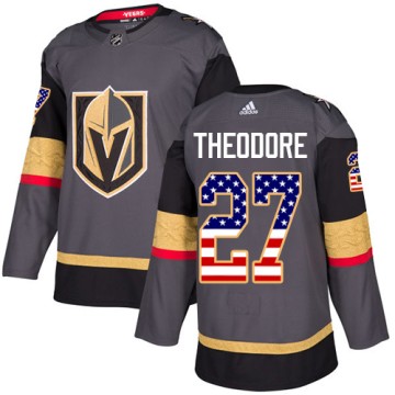 Authentic Adidas Youth Shea Theodore Vegas Golden Knights USA Flag Fashion Jersey - Gray