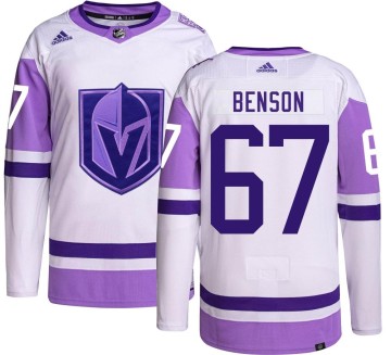Authentic Adidas Youth Tyler Benson Vegas Golden Knights Hockey Fights Cancer Jersey -