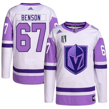 Authentic Adidas Youth Tyler Benson Vegas Golden Knights Hockey Fights Cancer Primegreen 2023 Stanley Cup Final Jersey - White/P