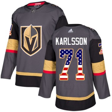 Authentic Adidas Youth William Karlsson Vegas Golden Knights USA Flag Fashion Jersey - Gray