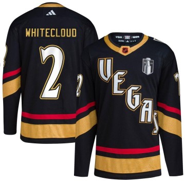 Authentic Adidas Youth Zach Whitecloud Vegas Golden Knights Black Reverse Retro 2.0 2023 Stanley Cup Final Jersey - White
