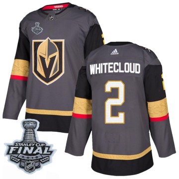 Authentic Adidas Youth Zach Whitecloud Vegas Golden Knights Gray Home 2018 Stanley Cup Final Patch Jersey - White