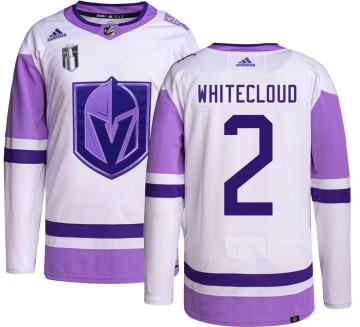 Authentic Adidas Youth Zach Whitecloud Vegas Golden Knights Hockey Fights Cancer 2023 Stanley Cup Final Jersey - White