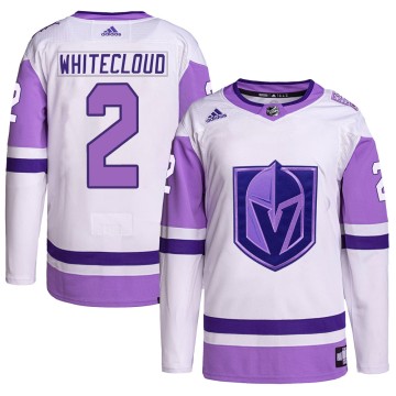 Authentic Adidas Youth Zach Whitecloud Vegas Golden Knights Hockey Fights Cancer Primegreen Jersey - White/Purple